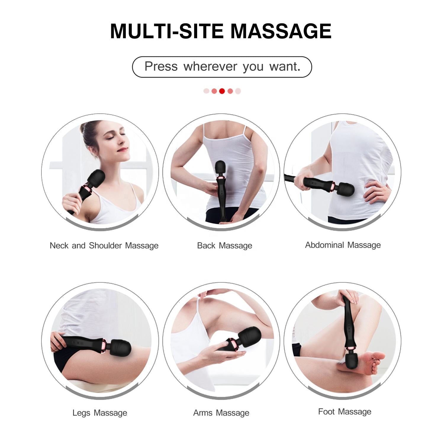 WINYI Best Wand Rechargeable Massager Extra Powerful Vibration Cordless Vibrator Hand Whole Body Massage Wand Vibrator for Women